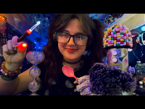 ASMR mic scratching, fluffy light bugs, bubble/ water sounds, plastic spoon, mouth sounds, etc