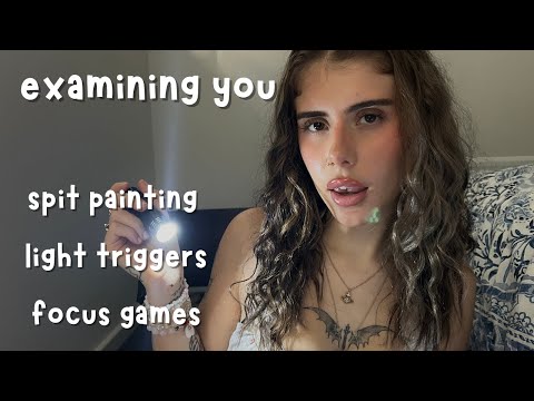 ASMR weird neighbour examines you (spit painting, light, focus games, personal attention)