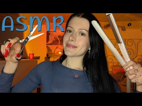 ASMR 😌 giving you a MAKE OVER part 1 - choosing an outfit, hair cutting & styling