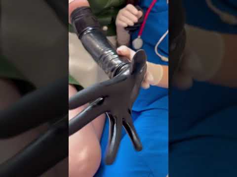 Is it bad if Anna wants to try the gloves too? #medicalexam #nurse