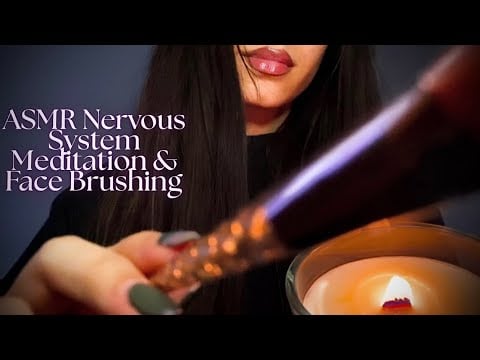 ASMR Nervous System Regulation🪽(layered face brushing, affirmations, candle crackling)