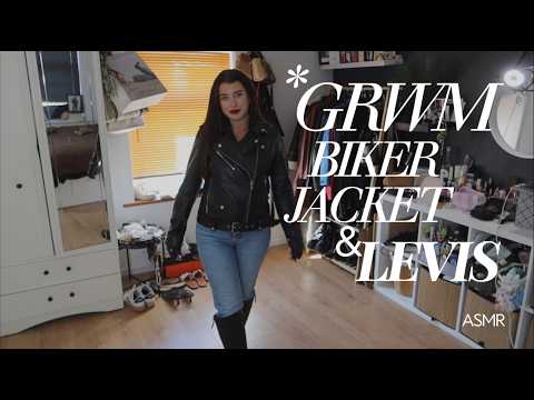 ASMR GRWM | Red Lip, Leather Biker Jacket & Levi’s | Clothes Shopping Roleplay