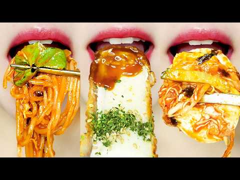 ASMR Crispy Cheese Tonkatsu & Spicy Chewy Noodles 🧀🍝 MUKBANG 치즈 돈까스와 매콤 쫄면 먹방 Eating Sounds