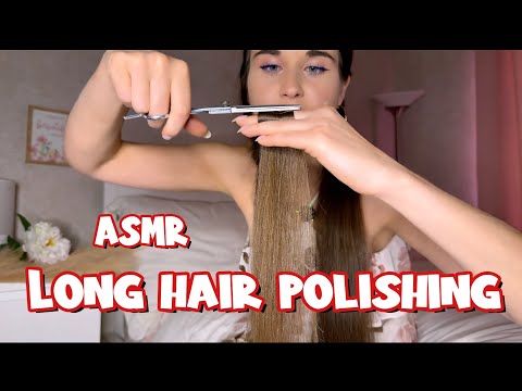 Long Hair ASMR ✂️ Whispers – How I Polish My Hair to Remove Split Ends & Keep My Length