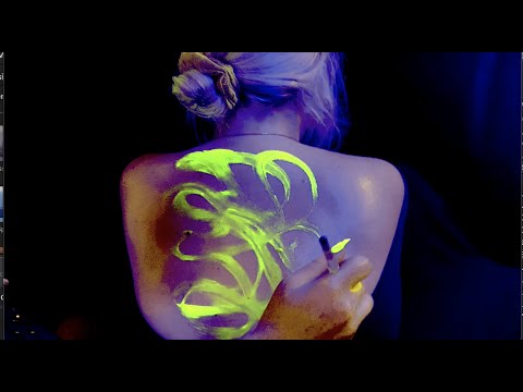 ASMR | BLACKLIGHT painting + SOFT brush sounds (soft, sleepy whisper)