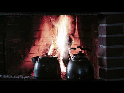COZY Autumn Witch Kitchen Ambience - Rain, Fireplace, & Bubbling Cauldron BLACKSCREEN