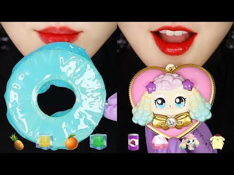 CANDIED PINEAPPLE ASMR JAPANESE KINJO JELLY EATING SOUND ASMR EMOJI FOOD ASMR 🍍