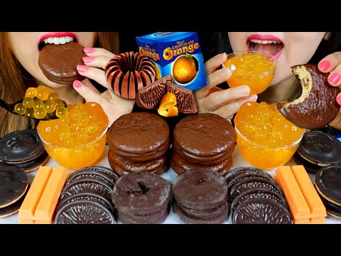 ASMR DARK CHOCOLATE ORANGE, CHOCOLATE PIE, JELLY BALLS, CANDIED ORANGE, KITKAT 먹방 | Kim&Liz ASMR