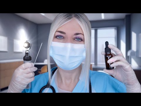 ASMR Ear Exam & Deep Ear Cleaning - Impacted Wax - Otoscope, Fizzy Drops, Picking, Brushing, Gloves