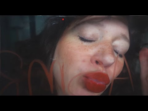 ASMR lens kisses & drawing (mouth sounds,  soft whispers, breathing, glass tapping, lipstick)