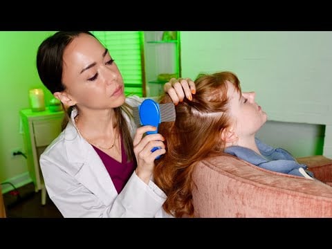ASMR Scalp Check - Lice Comb, Sharp or Dull Sensory Tests, Glass Bottles, Measurements, Hair Exam