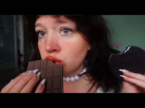 ASMR fake chocolate eating, no talking (intense mouth sounds, tapping)