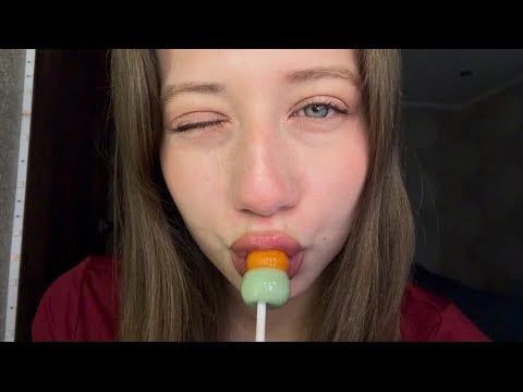 ASMR || Unpacking and licking a double lollipop😋👅🍭