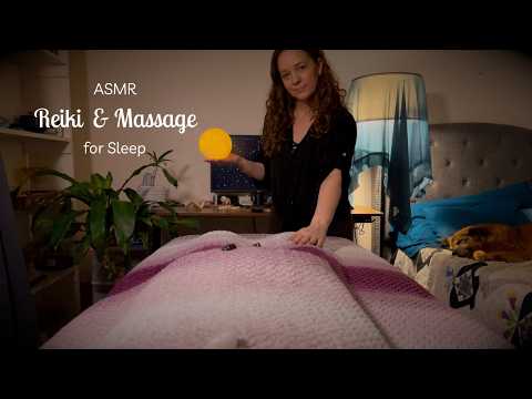 ASMR Reiki & Massage for Sleep🌓Sweeping Your Stresses Away🌗Moon Body Scan, Feathers, Selenite