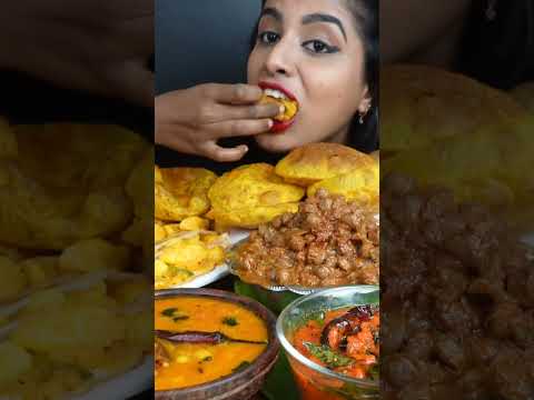 Eating Crispy Aloo Masala Dosa,Idli Vada,Chutney,Sambar,Poori South Indian Food ASMR Eating Video