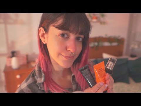 ASMR VISUAL ROLEPLAY - SKINCARE | Te hago el cuidado facial antes de ir a dormir