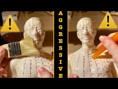 ASMR|⚠️FAST AGGRESSIVE BRUSHING AND PRESSURE MASSAGE ON ACUPUNCTURE DOLL! Soft spoken Ita/English 😴