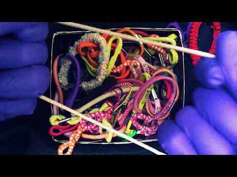 LATEX GLOVES 💫Stretching & Playing with Hair Elastics  [[ASMR]]