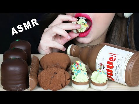 ASMR EDIBLE BOTTLE, VELVET COCOA MOCHI & MARSHMALLOWS (Best EATING SOUNDS) No Talking MUKBANG 먹방