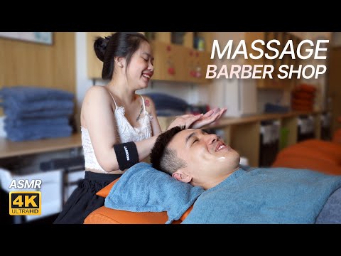 ASMR 💈 I got massage at Vietnamese barbershop with a beautiful masseuse and eliminated fatigue