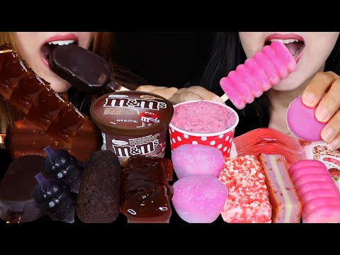 ASMR M&M'S CHOCOLATE ICE CREAM SUNDAE, WARABI MOCHI, STRAWBERRY CHEESECAKE, MOCHI ICE CREAM, JELLY먹방