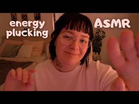 ASMR Scratching & Plucking Your Negative Energy | tongue clicking, personal attention, close up