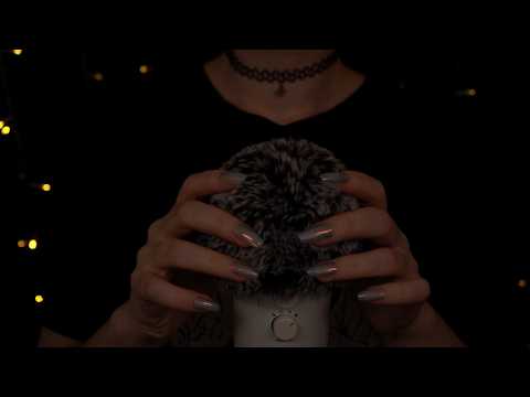 ASMR | cosy, stormy Fluffy Mic Scratching & extra subtle, soft Whispering - Fire Ambience
