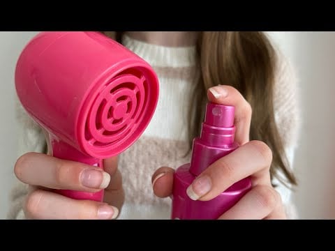 ASMR Brushing your hair +Doing your makeup | Spray sounds | Actual camera touching | Velcro rollers