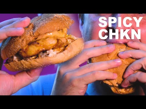 ASMR Eating SUPER SPICY Chicken Sandwich 먹방