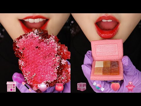 PINK FOOD ASMR EDIBLE COSMETICS, HONEYCOMB ASMR EMOJI FOOD ASMR 🍬