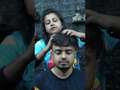 Oily ASMR Head And Neck Massage By Lady Barber Chaitali #shorts