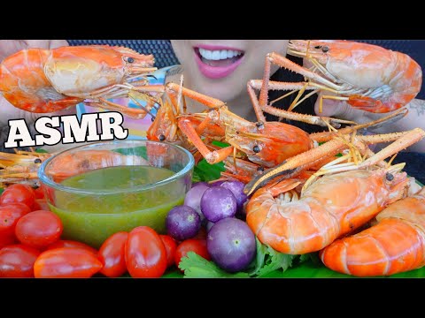 ASMR GRILL GIANT SHRIMP + GREEN SEAFOOD SAUCE (EATING SOUNDS) NO TALKING | SAS-ASMR