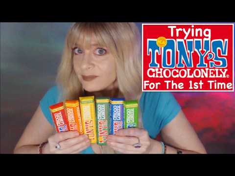 ASMR Trying Tony's Chocolonely Chocolate Bars For The First Time #mukbang #chocolate