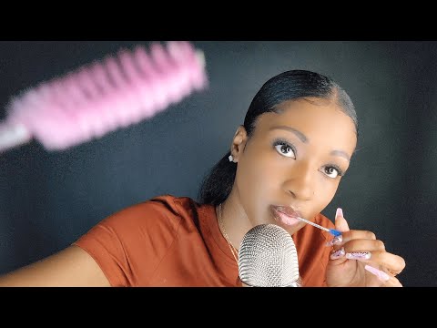 ASMR - Mouth Sounds, Spoolie Nibbling +  Spoolie Brushing