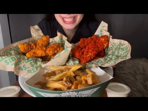 CRISPY WINGSTOP TENDERS AND FRIES *CRUNCHY EATING SOUNDS*