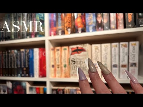 ASMR Bookshelf Tour | Relaxing Lofi Book Tapping & Scratching, Soft Whispering