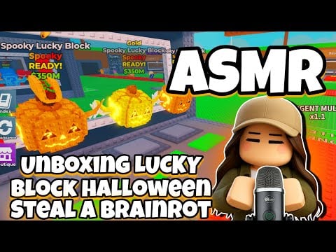 ASMR Français • UNBOXING DE LUCKY BLOCK HALLOWEEN SUR STEAL A BRAINROT ROBLOX 😴