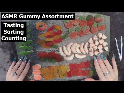 ASMR Tasting Gummy Candy Assortment | Sorting, Counting, Whispered