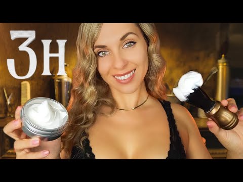 ASMR 3h Sleep Inducing Haircut, Shave, Massage, Brushing, ROLEPLAY