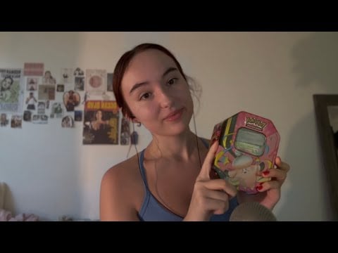 asmr showing you my pokemon card collection ⚡️ card tapping, close whisper, over explaining 