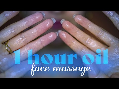 ASMR ~ 1 hour Oil Face Massage ~ Personal Attention with Layered Sounds until You Sleep