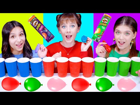 ASMR Most Popular Food Challenge (Drink Race, Pringles Challenge) Eating Sounds