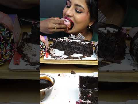 ASMR Eating Full Birthday Chocolate Cake,Choco Truffle,Strawberry Ice Cream Cake ASMR Eating Mukbang
