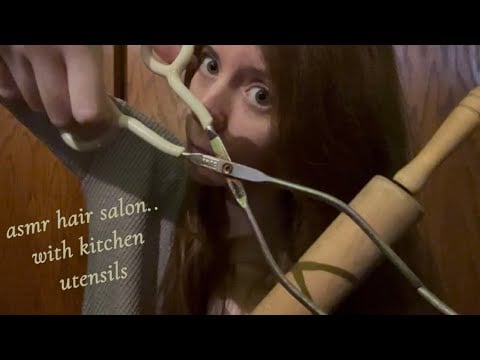 asmr hair salon with kitchen utensils🍴lofi roleplay