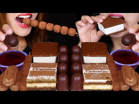 ASMR MINI DARK CHOCOLATE COVERED MARSHMALLOWS, GIANT ICE CREAM SANDWICHES, TIRAMISU CHEESECAKE 먹방