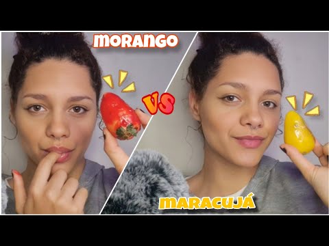 ASMR • Provando morango e maracujá do AMOR ❤️💛 #mukbang #asmr 