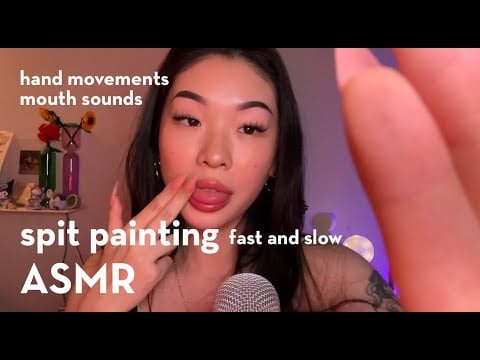 ASMR | SPIT PAINTING fast and slow 👅 | invisible | mouth sounds | hand movements