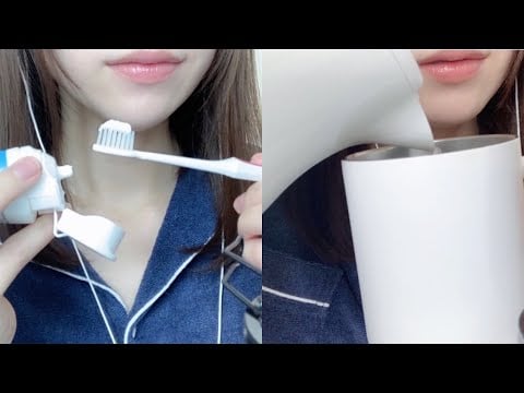 ASMR 寝起きのルーティンの音(歯磨き/リップケア/白湯飲む) Sound of Brush my teeth