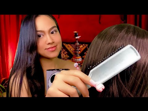 ASMR Big Sis Hair Play, Scalp Scratching Massage (ur feeling insecure) Hair Brushing Gum Chewing RP