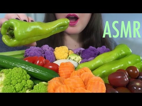 HEALTHY EATING ASMR Raw Veggie Platter - EXTREMELY SATISFYING Crunchy Sounds!